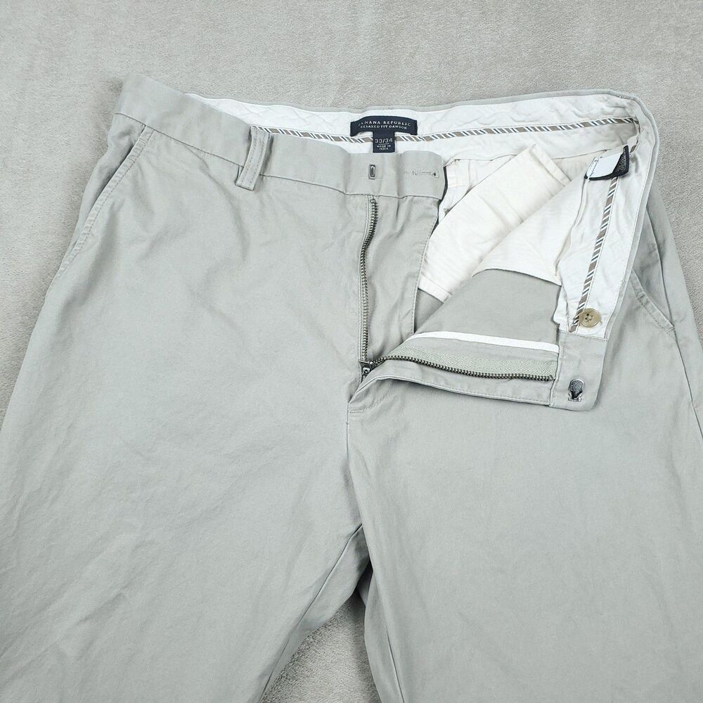Banana Republic Dawson Pants Men's 33x34 Beige Relaxed Fit 100% Cotton - Picture 6 of 14